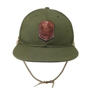 Findlay Snapback Cap Green One Size Adjustable Leather Patch Rope Acrylic